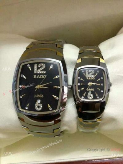 Replica Rado Jubile Tungsten Watches 2-Tone Black Dial